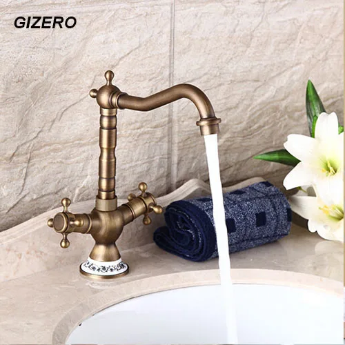 Antique Retro Bathroom Basin Mixer Faucet Swivel Spout Deck Mounted Dual Handle Vessel Sink water tap torneira ZR112 | Обустройство