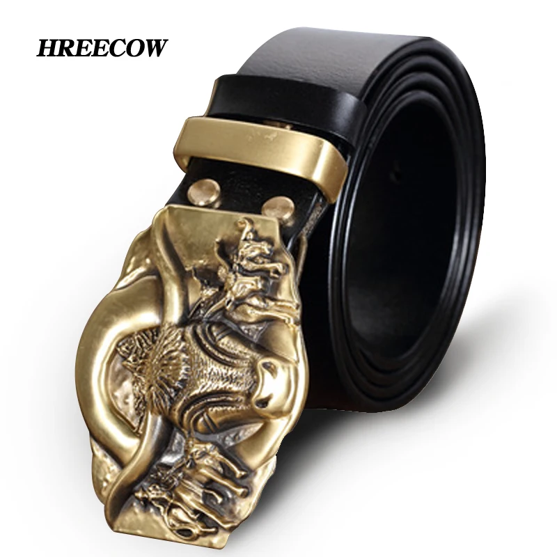 Мужские ремни из натуральной коровьей кожи с медной пряжкой|leather belts for men|genuine leather