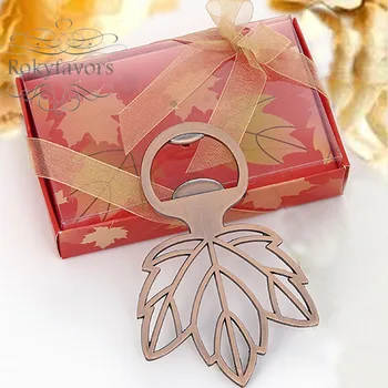 

50PCS Copper Finish Fall Maple Leaf Bottle Cap Opener Favors Wedding Gifts Bridal Shower Anniversary Event Gifts Party Favors