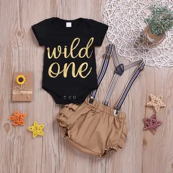 

2019 Toddler Kids Baby Girl Letter Print T Shirt Overall Romper Bodysuit Outfits Sets ensemble fille meisjes kleding robe fille