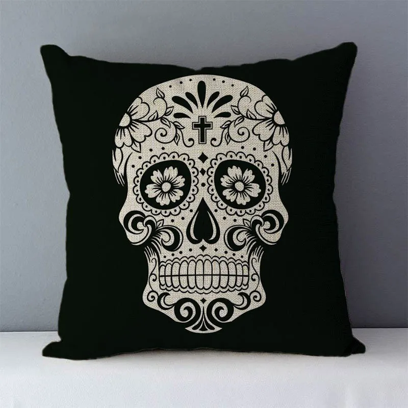 Post-modern style couch cushion Skull printed home decorative pillows square size 45x45cm seat cushions pillowcase without core