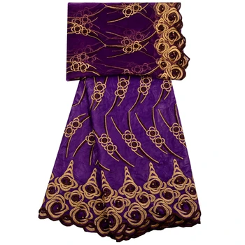 

2018 Hot Sale Purple Color African Embroidered Beads Bazin Riche Getzner For Party Dress French 2 Yards Net Lace Fabric 1301