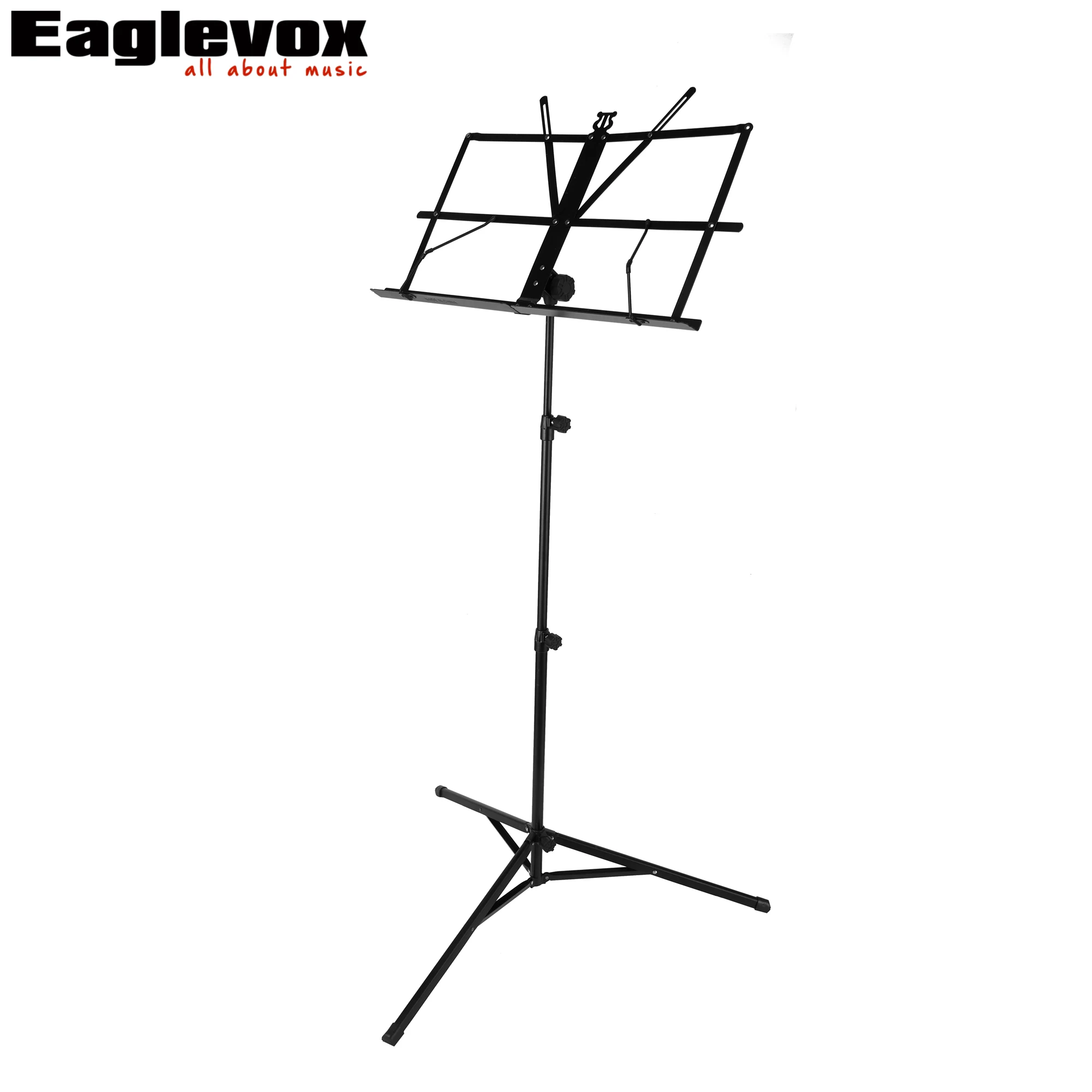 Black Music Stand Folding Adjustable 77 125 cm Adjustable Height with