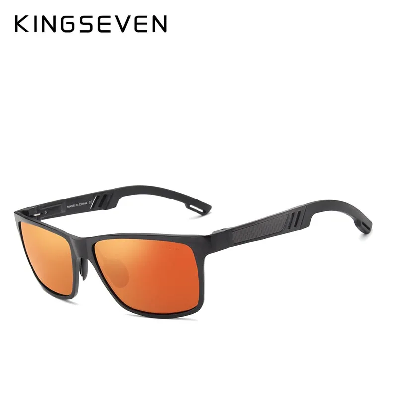 KINGSEVEN, оригинальные поляризованные солнцезащитные очки, брендовые, алюминиево-магниевые, зеркальные, мужские спортивные очки для вождения, очки Oculos De Sol - Цвет линз: Red