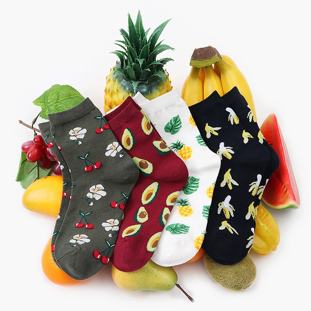 

Autumn Winter Socks Unisex Fresh Cute Fruits Socks Lemon Avocado Pineapple Cherry Blueberry Orange Christmas Socks Happy Socks