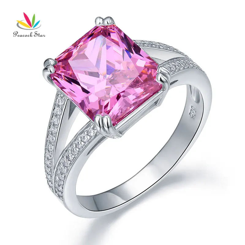 Pavone Star Solid 925 Sterling Argento Di Lusso Anello Di Anniversario 6 Carati Fancy Rosa Creato Diamante Cfr8153