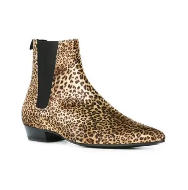 Buy 2017 New Arrival Leopard Men Fashion Ankle Boots Top Quality Genuine