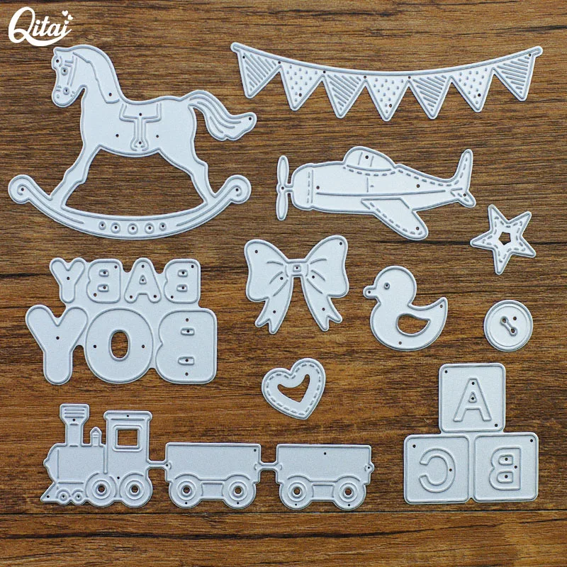 

Original QITAI 11pcs/Pack happy birthday Cutting Dies "Horse" DIY scrapbooking for Children home Creative Decoration MD346