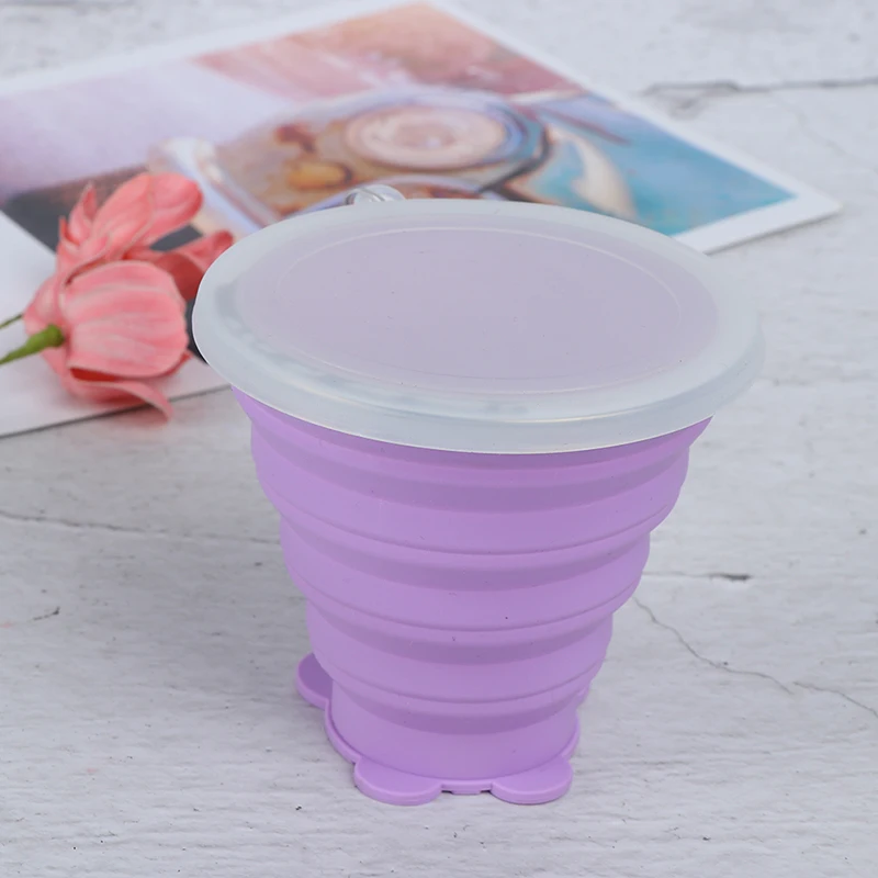 Горячая 1 шт. силиконовые кофейные чайные складывающиеся чашки выдвижные питьевые чашки инструменты портативные - Цвет: Фиолетовый