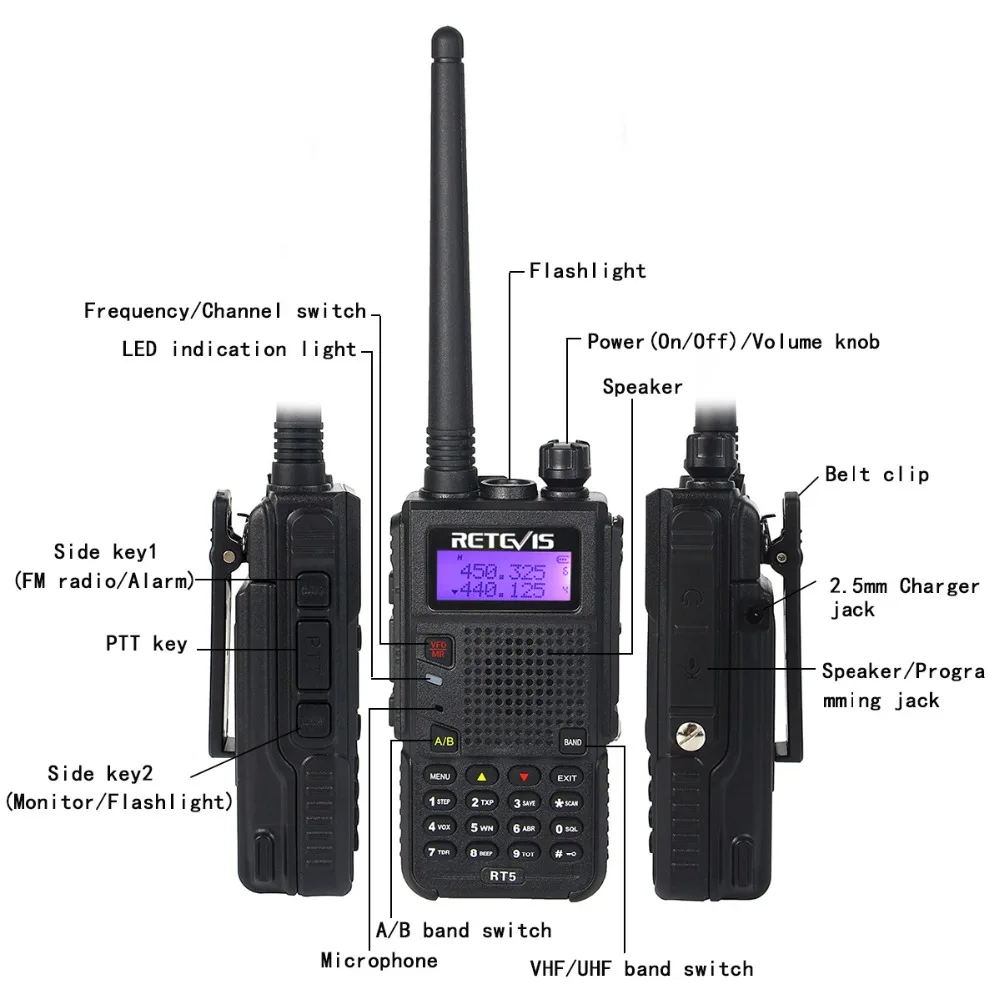 Retevis RT5 рация 7 Вт 128CH VHF UHF Двухдиапазонная радиостанции VOX fm сканер Любительская cb радиостанция коммуникатор КВ трансивер