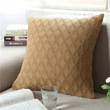 

Nordic Style Knitted Decorative Throw Pillow Case Solid Rhombus Pattern 100% Cotton Pillow Cover 45x45cm Soft Square Pillowcase