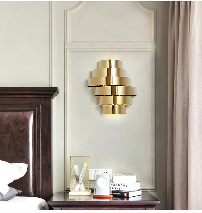 Современный настенный светильник для коридора, гостиной, креативной спальни, из нержавеющей стали, в портовом стиле, роскошный настенный светильник