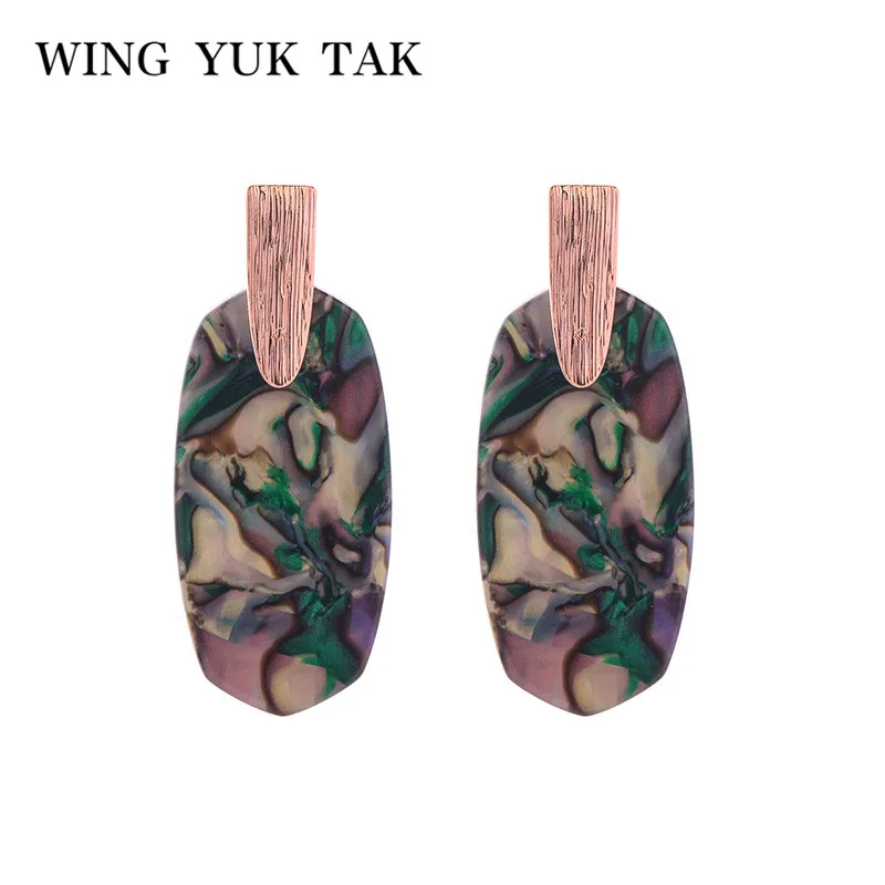 Женские Геометрические акриловые серьги гвоздики wing yuk tak новинка