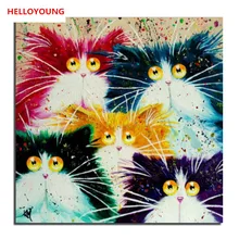 Группа кошек DIY Ручная роспись цифровая печать масляной картины картина по номерам кошка Масляные картины китайские картины-свитки домашний декор