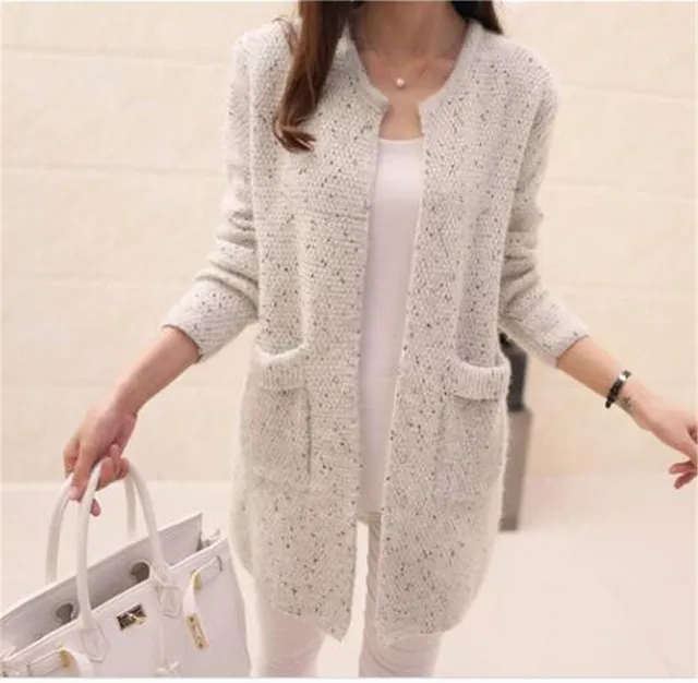 US $13.13 2019 Hot Women Spring Autumn Long Cardigan Sweater Coat Female Fashion Long Sleeve Crochet Girl Kni