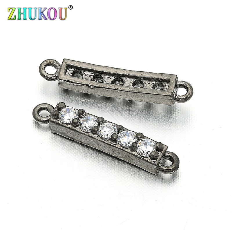

3*16mm Brass Cubic Zirconia Column Connectors DIY Jewelry Bracelet Necklace Making, Hole: 0.8mm, Model: VS36