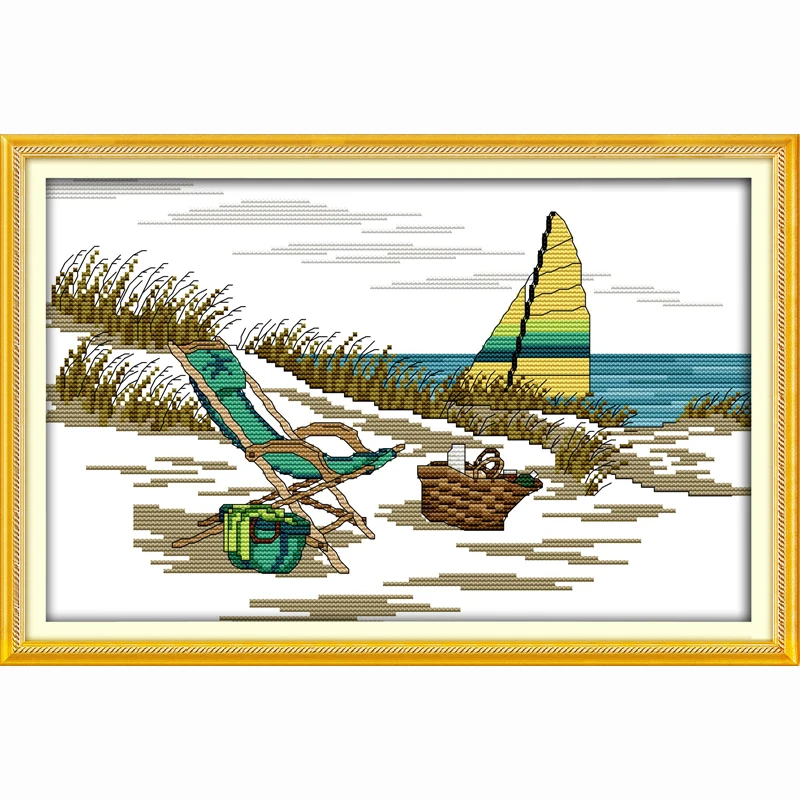 

The seaside scene Patterns Needlework,DIY DMC Cross stitch,Sets For Embroidery kits Counted Cross-Stitching 14ct top grade