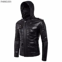 Кожаная мужская куртка с капюшоном мотоциклетная мужская куртка из искусственной кожи Повседневная кожаная куртка с капюшоном и карманами на молнии Куртка Jaqueta Masculino 5XL