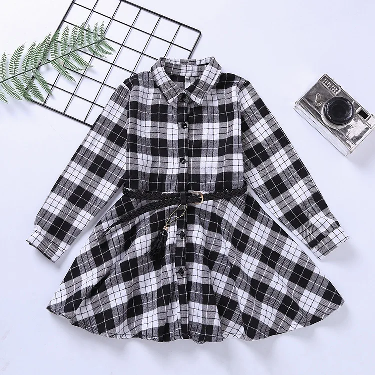 Teen Casual Girl Dresses 2018 Fashion Plaid Letter Kids Long Sleeve Clothes Spring Autumn Children Dress For Girls 3 to 13 Years (17)