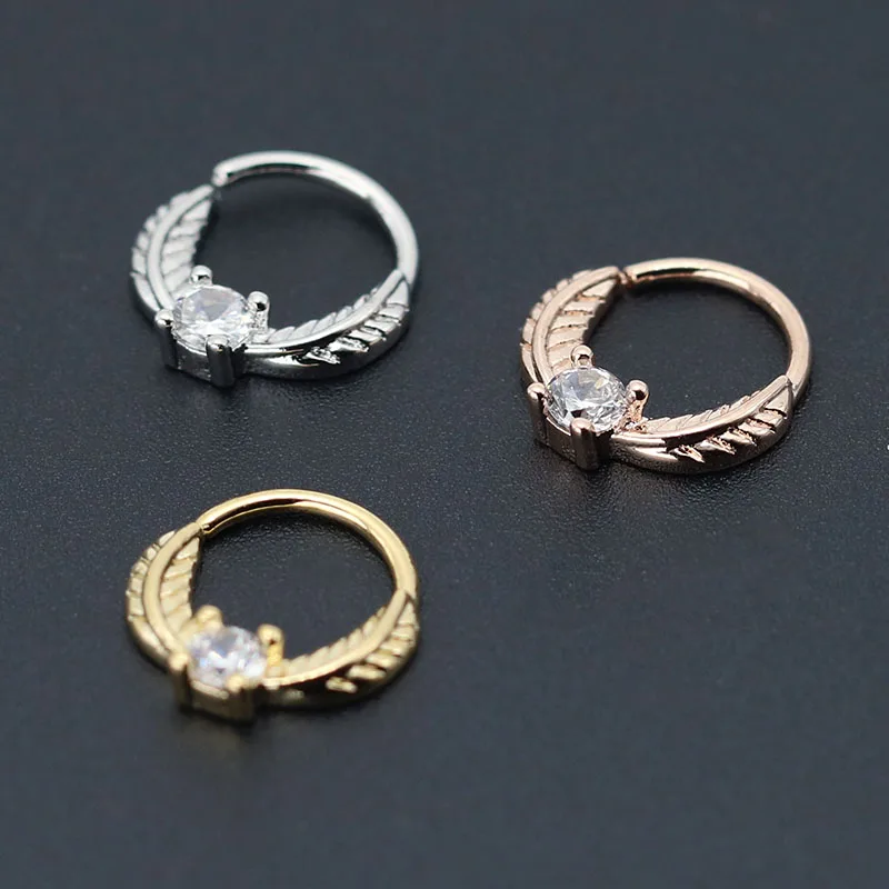 Fashion Sexy Nose Rings Septum Jewelry Cartilage Earrings Cubic Zircon Silver Rose Gold 8mm Body Piercing Multi-use Rings Women4