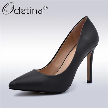 

Odetina New Fashion Women Concise Pumps Extreme High Heels 10cm Stilettos Pointed Toe Slip On Elegant Office Lady Dress Shoes
