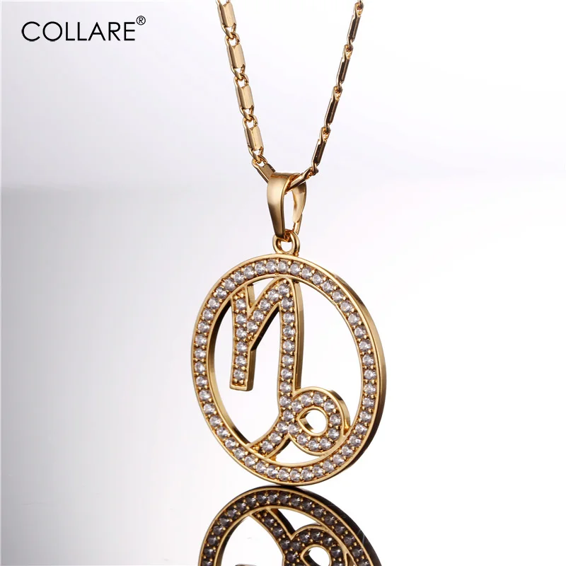 

Collare Birthday Gift New Capricorn Necklace Women Gold/Silver Color Crystal Cubic Zirconia Pendant Men 12 Constellations P074