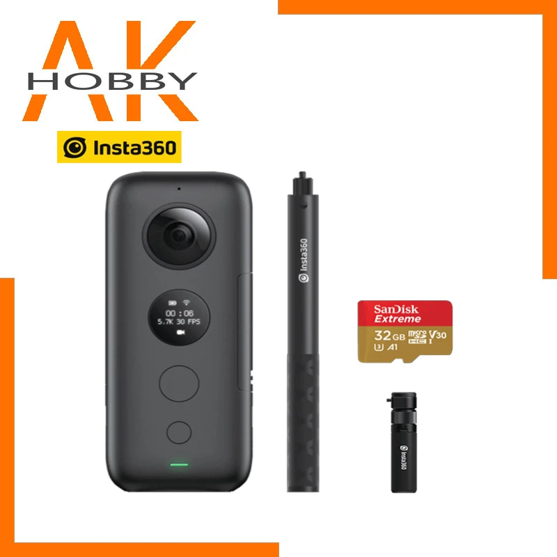 

Insta360 ONE X VR 360 Panoramic Camera Action Camera For iPhone and Android 5.7K Video 18MP Photo Invisible Selfie Stick