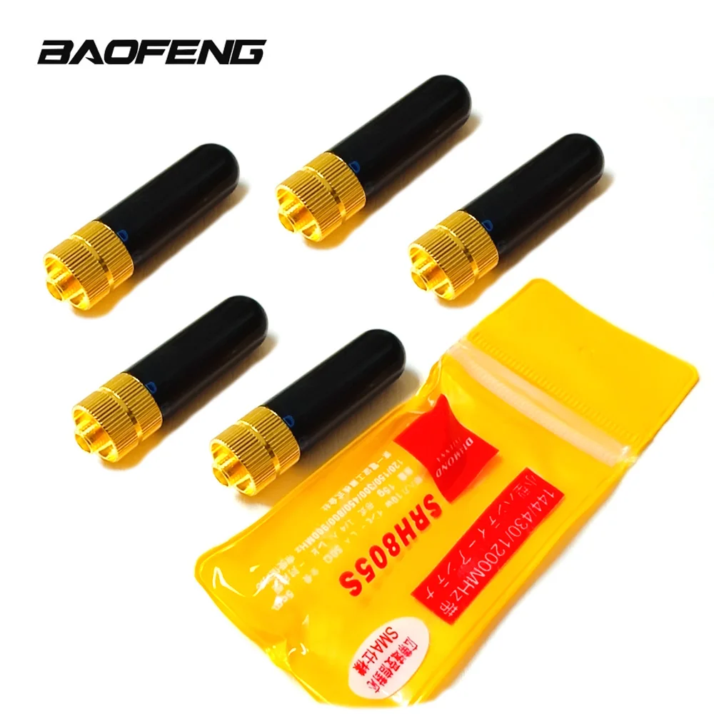 

5PCS SRH805S Thumb Antenna for Radio Walkie talkie 5cm Gain Short Antenna Dual Band UHF SMA-F for Baofeng UV-5R UV-82 BF-888S