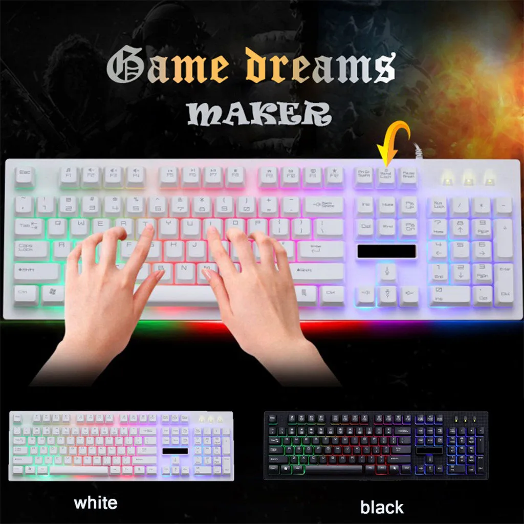 

Backlight Gaming LED Rainbow Color Game USB Wired RGB Mechanical Keyboard