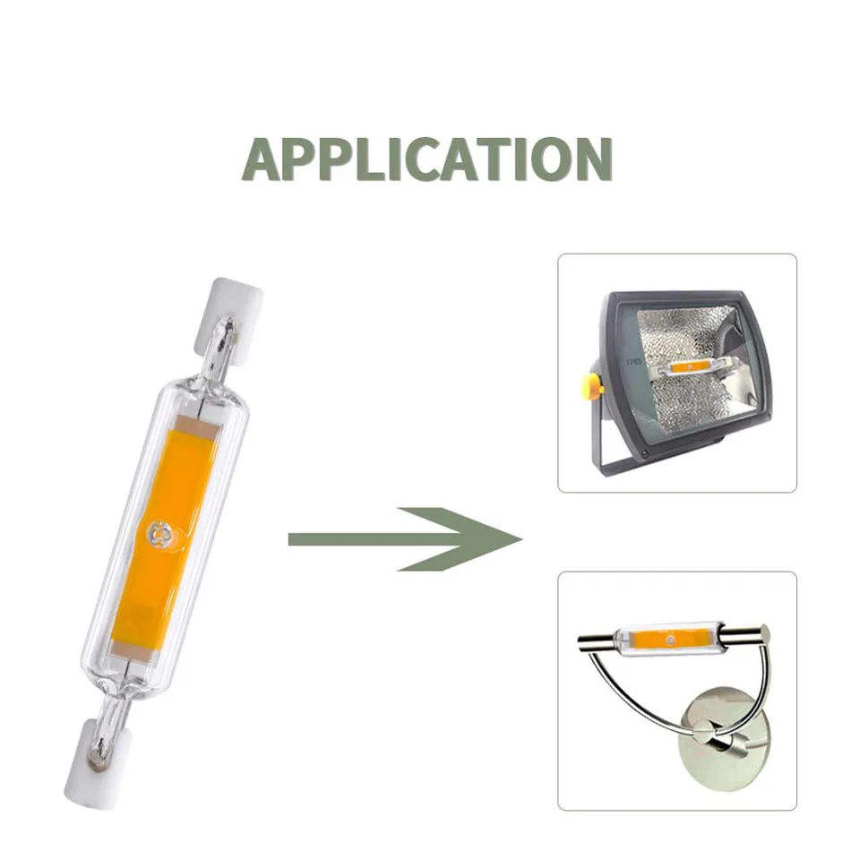 R7S светодиодный светильник COB Стекло трубка 78 мм 8W 118MM 13W Замена галогеновая лампа J78 J118 lamparda Точечный светильник AC220V 240V