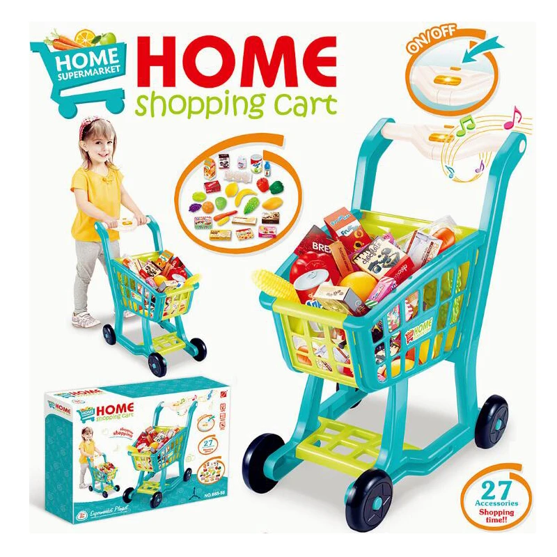 Детей корзину Emulational ролевых игр Игрушки фрукты Еда овощи супермаркет коляска тележка сделать дом игрушка в подарок