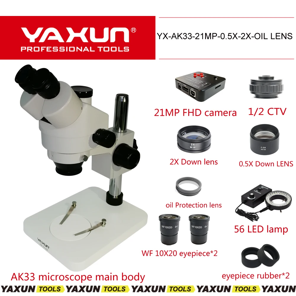 21MP Full HD 1080 P 60FPS HDMI Промышленная цифровая камера мобильный телефон ремонт 3.5X-90X YAXUN AK33 стереоскопический микроскоп комплект