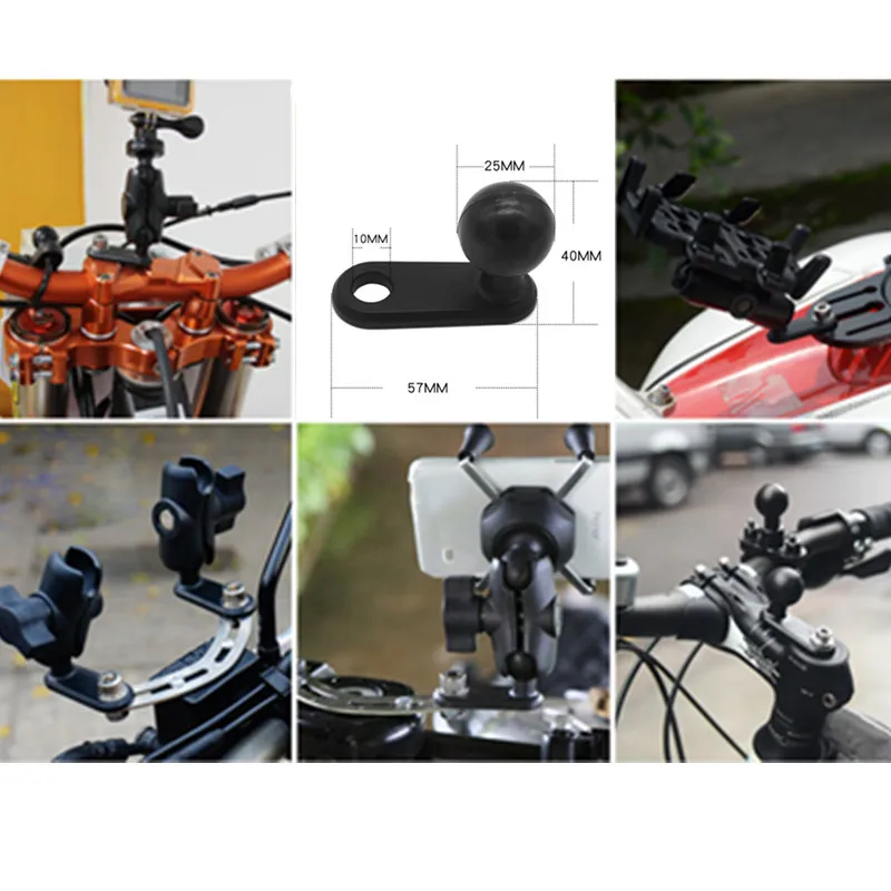 Motorcycle Handlebar Mount Kit Holder Double Socket Arm with Base Mount Rear View Mirror for Cell Phones& Smartphones RAM mount