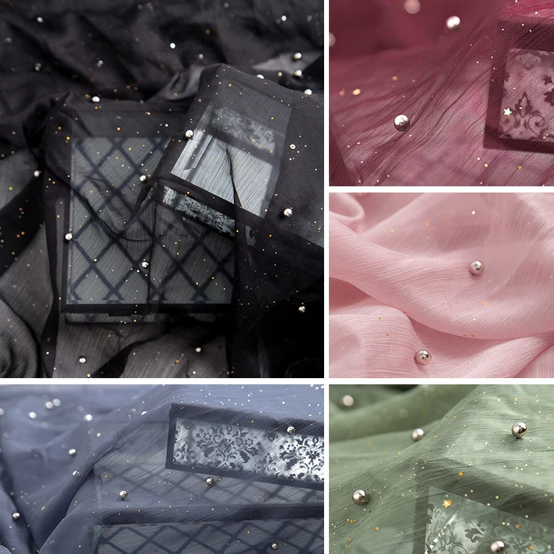 145x50 см модная вышивка бисером креповая сумка для одежды платье с декоративной отделкой Удобная микро-эластичная ткань реквизит для фотосессии