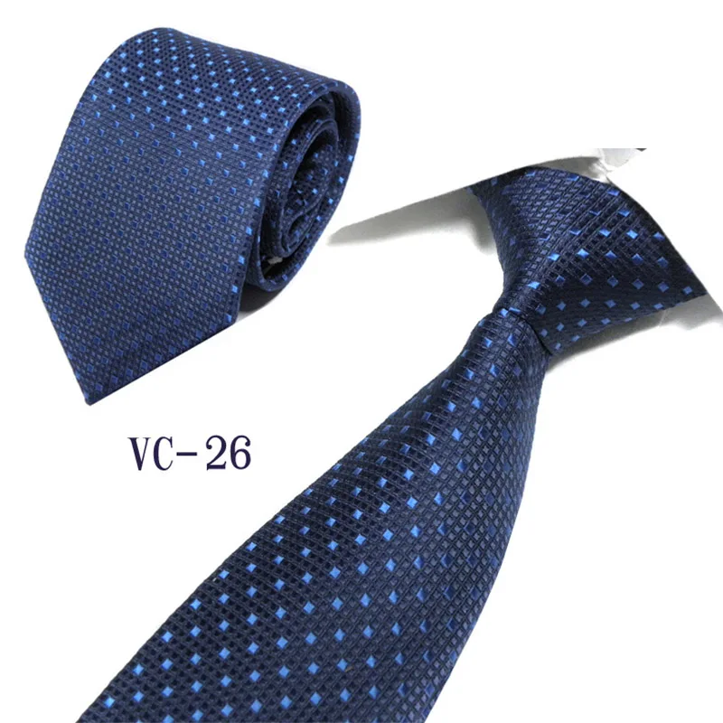 8 см широкие шелковые галстуки для мужчин Gravatas полосатые однотонные новые мужские галстуки бизнес черный свадебный костюм шейный галстук красный белый синий - Цвет: VC-26