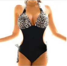 XXL Sexy Women Monokini Leopard Print One Piece Swimwear Push Size Padded Swimsuit For Women Push Up Beach Bathing Suit