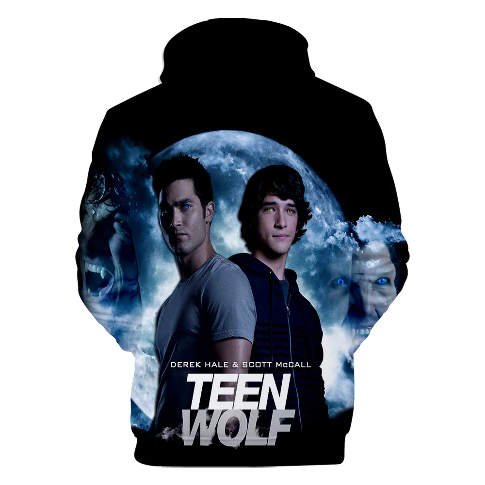 Fashion Teen Wolf Hoodies Derekhale 3D Print Sweatshirts Teen Wolf Men/Women Black Unisex Tops 4XL