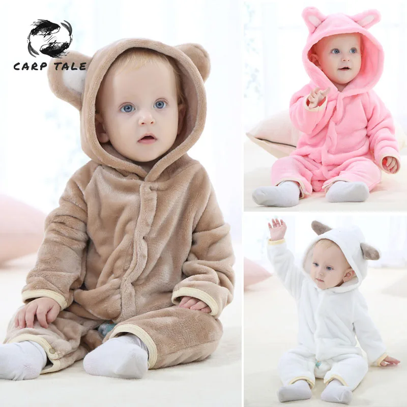 

Cute bear baby baby winter newborn baby cartoon animal baby boy girl hooded jumpsuit jumpsuit warm clothes newborn cotton