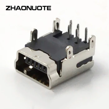 

10pcs USB Connector Plug Mini 5P DIP Switch Socket Interface 90 Degrees Four Feet Circular Hole Current