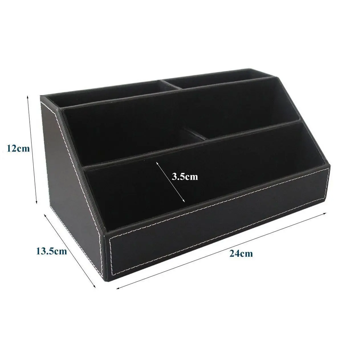  Home Office Wooden Struction Leather Multi-function Desk Stationery Organizer Storage Box Pen/Penci