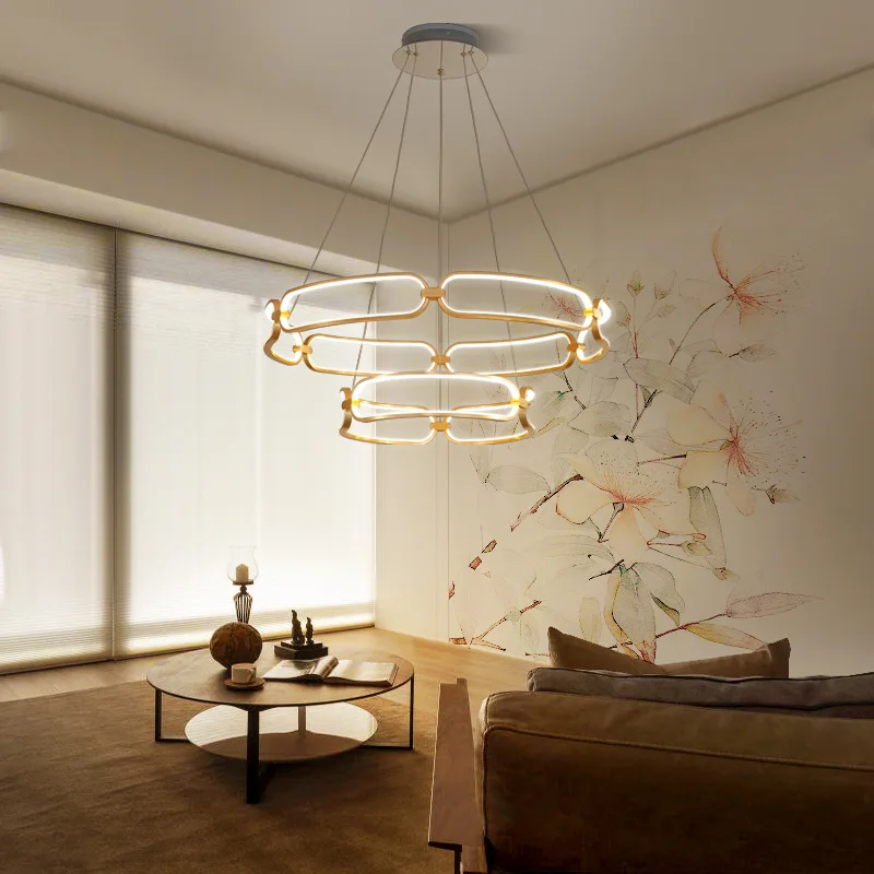 Креативный светодиодный подвесной светильник для гостиной, Современная круглая подвеска, золотой подвесной светодиодный светильник для фойе, спальни, подвесной светильник