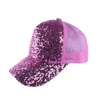 Блестки Snapback Шапки для Для женщин грязный булочки Trucker пони Кепки s плотная Бейсбол козырек Кепки Для женщин пляжные сетки Бейсбол розовый цвета
