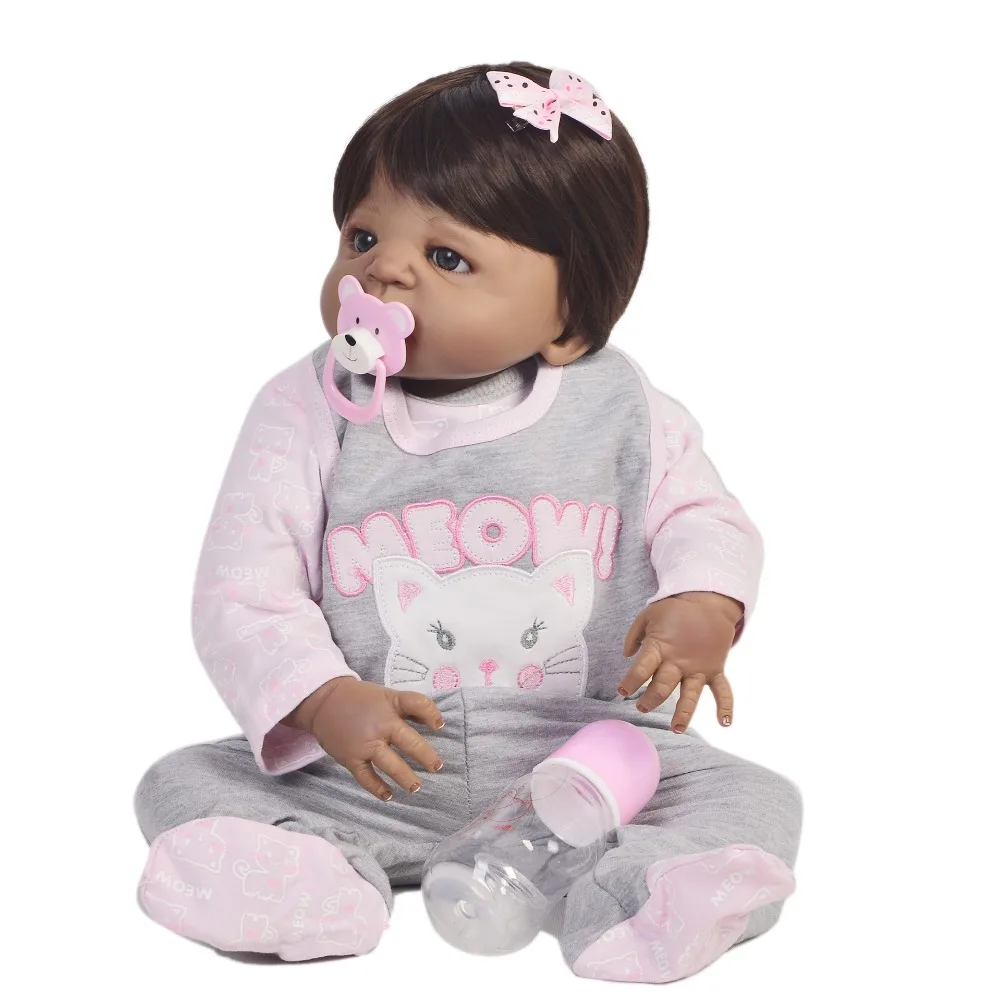 KEIUMI Реалистичная кукла Reborn Baby 57 см полностью виниловая черная кожа девочка