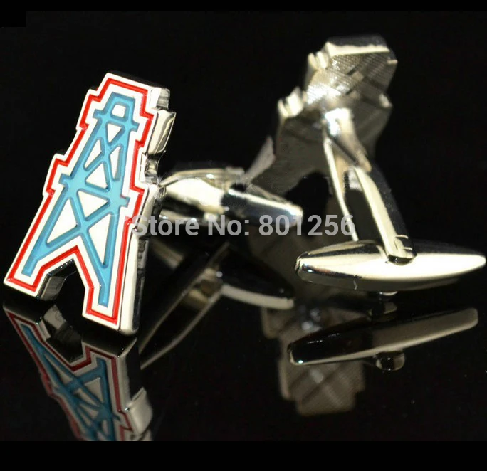 

Free shipping Cufflinks blue color tower design hotsale copper material cufflinks whoelsale&retail