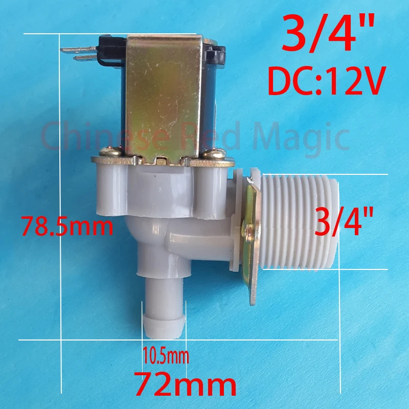 

3/4 "10.5mm DC solenoid coil 12 V electric solenoid Normally closed N / C Input water flow switch 0.02-0.8Mpa