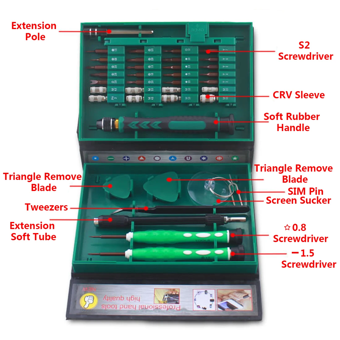 

38 in 1 Precision Screwdriver with Disassemble Tool and Plastic Storage Box for Mobile Phone / Laptop Repair