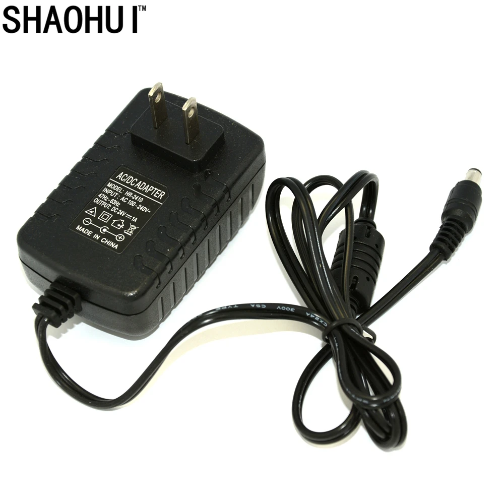

SHAOHUI 100pcs AC DC Adapter DC 24V 1A AC 100-240V Converter Adapter Charger Power Supply US Plug 5.5mmX2.1mm Black
