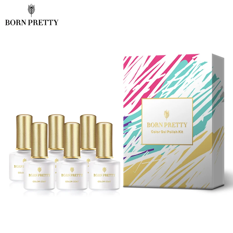 

BORN PRETTY 6 Bottles Soak Off UV Gel Polish Glitter Cat Eye Thermal Manicure Gel Varnish Nail Art Design
