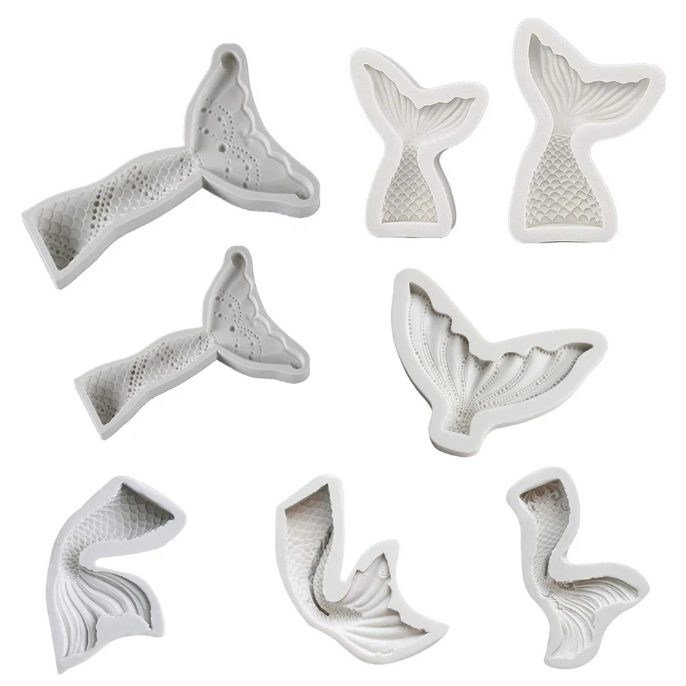 

New Mermaid Tail Fondant Cake Silicone Mold Cookie Ice Cream Molds Biscuits Candy Chocolate Mould Baking Cake Decoration Tools