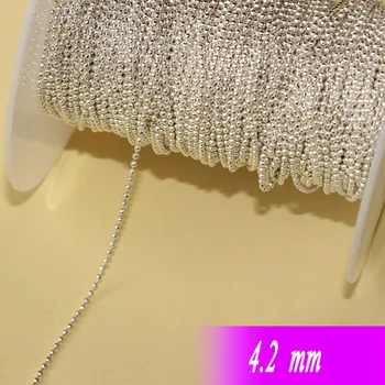 

4.2mm Ball Beads Chains Silver/Copper/Bronze/Gold/Rhodium Plated Metal 100 Meters/Troll Fashion Jewelry Necklace Links 8 Colors
